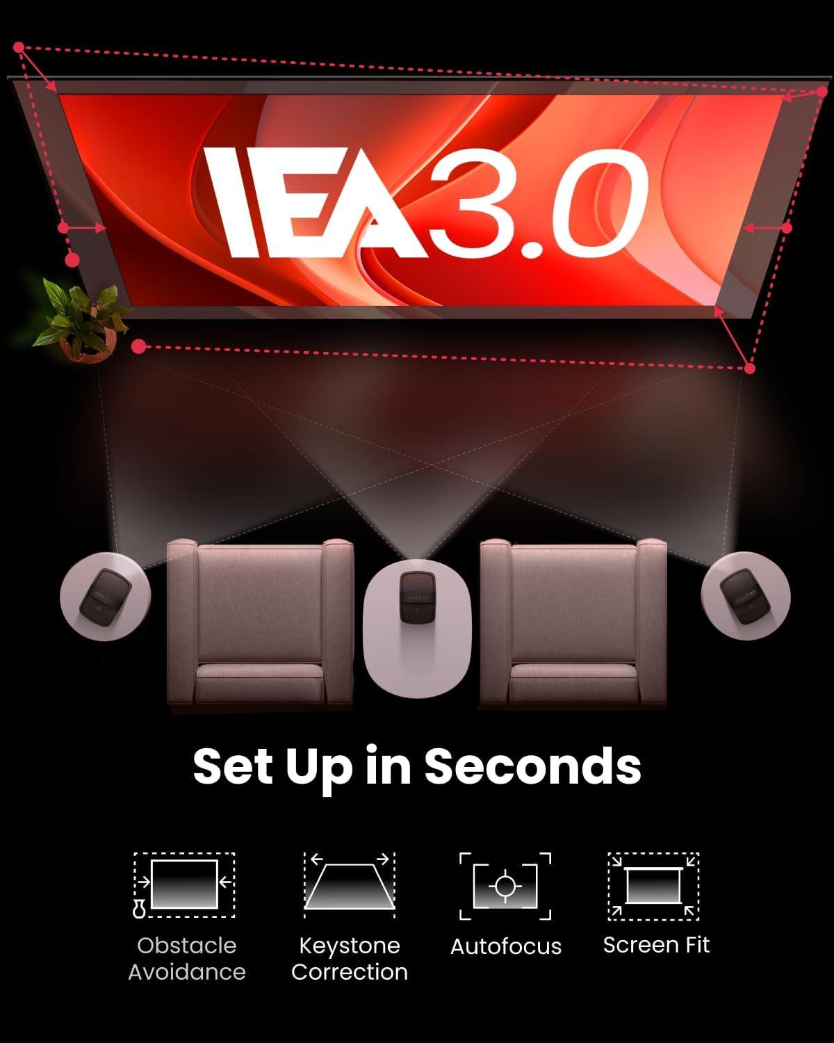 imageNEBULA Mars 3 Air GTV Projector Netflix Officially Licensed 400 ANSILumen Brightness Native 1080P Dolby Digital Sound150Inch Picture BuiltIn Battery for 25 Hours of Playtime Anywhere