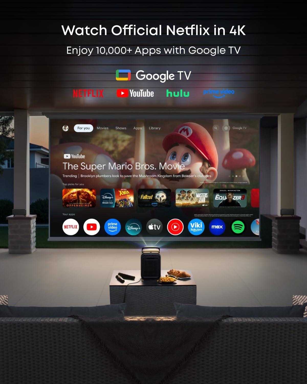 imageNEBULA X1 Triple Laser 4K Projector Nebulamaster 3500 ANSI Lumens 560001 Contrast 40W Stereo Sound 0915 Optical Zoom Smart AI Dolby Vision 300quot Screen BuiltIn Micro Gimbal GTV PortableX1SpeakerMic Bag