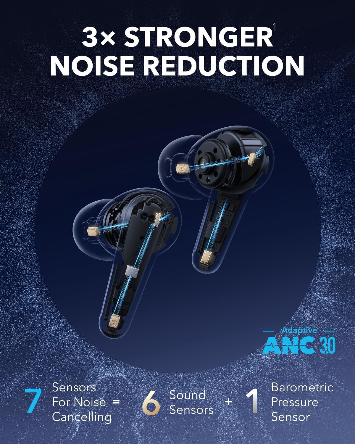imageSoundcore Liberty 4 Pro by Anker Noise Cancelling Wireless Earbuds 7Sensor and RealTime Adaptive Noise Cancelling 2 Faster Charging StudioLevel HiFi Music Clear Calls with 6 Mics and AIGlossy Light Blue