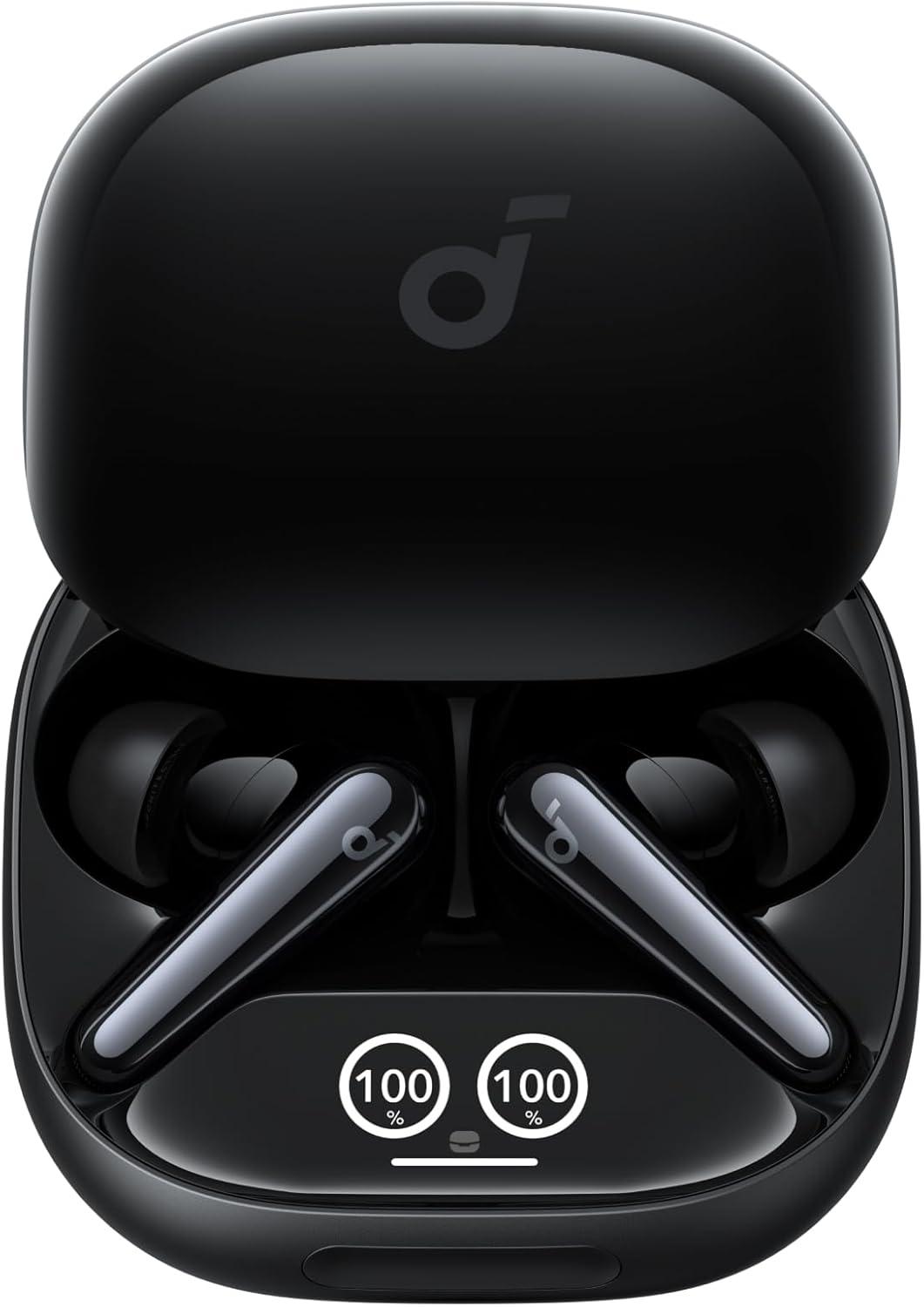 imageSoundcore Liberty 4 Pro by Anker Noise Cancelling Wireless Earbuds 7Sensor and RealTime Adaptive Noise Cancelling 2 Faster Charging StudioLevel HiFi Music Clear Calls with 6 Mics and AIGlossy Black