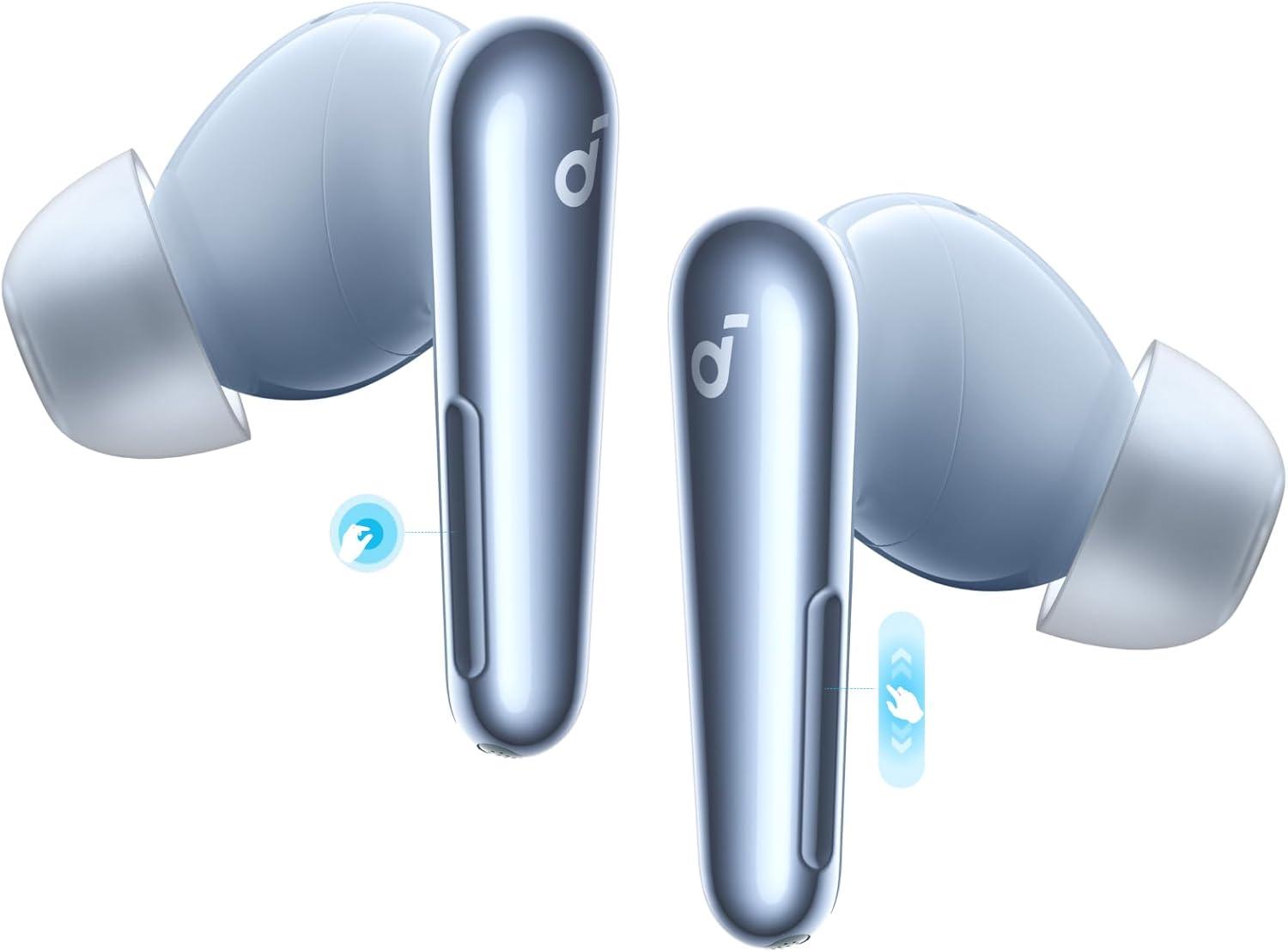 imageSoundcore Liberty 4 Pro by Anker Noise Cancelling Wireless Earbuds 7Sensor and RealTime Adaptive Noise Cancelling 2 Faster Charging StudioLevel HiFi Music Clear Calls with 6 Mics and AIGlossy Light Blue