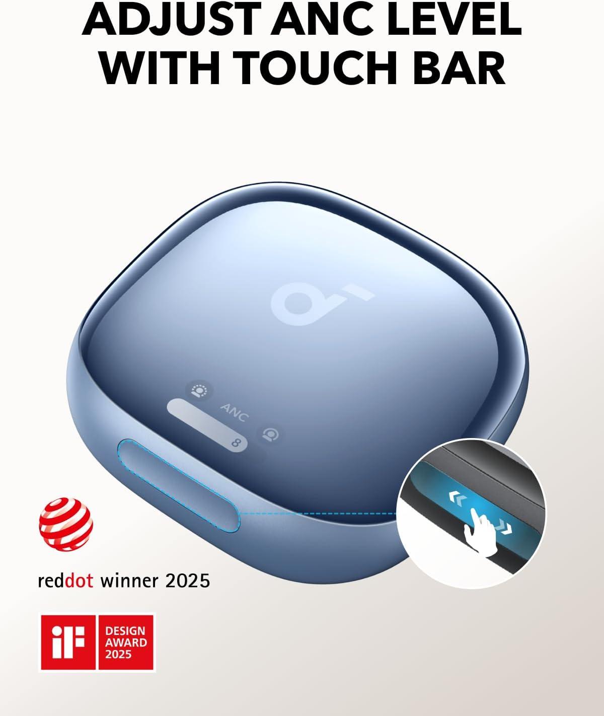 imageSoundcore Liberty 4 Pro by Anker Noise Cancelling Wireless Earbuds 7Sensor and RealTime Adaptive Noise Cancelling 2 Faster Charging StudioLevel HiFi Music Clear Calls with 6 Mics and AIGlossy Light Blue