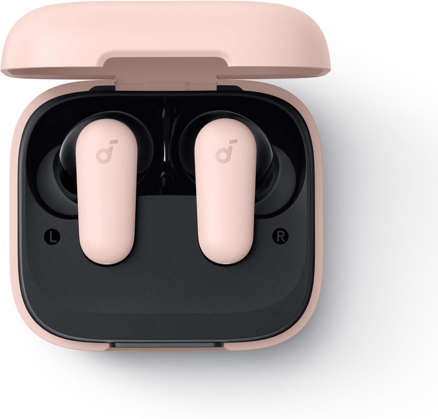 imageSoundcore P30i by Anker Noise Cancelling Earbuds Strong and Smart Noise Cancelling Powerful Bass 45H Playtime 2in1 Case and Phone Stand IP54 Wireless Earbuds Bluetooth 54 BlackPink