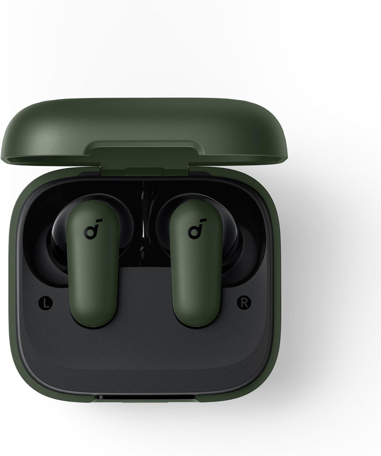 imageSoundcore P30i by Anker Noise Cancelling Earbuds Strong and Smart Noise Cancelling Powerful Bass 45H Playtime 2in1 Case and Phone Stand IP54 Wireless Earbuds Bluetooth 54 BlackGreen