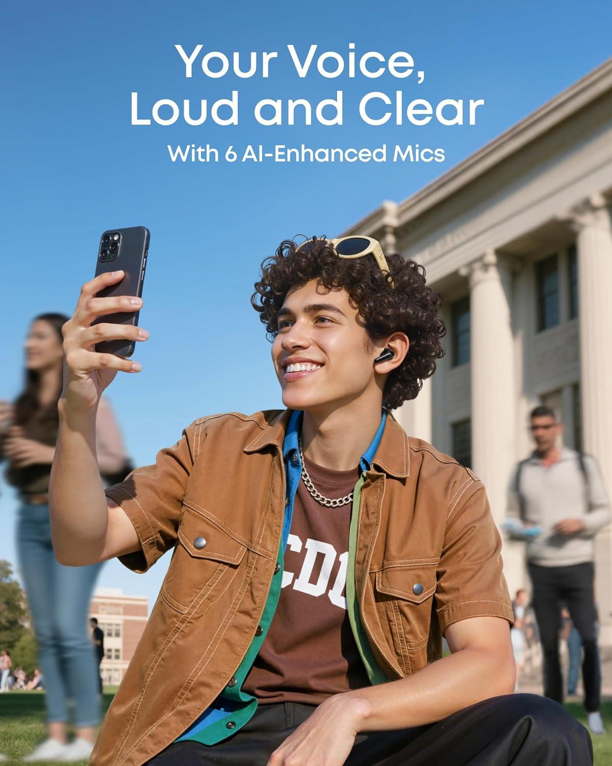 imageSoundcore P31i by Anker RealTime Adaptive Noise Cancelling HiRes Sound Translation Earbuds 50H Playtime Wireless Earbuds Bluetooth Earphones Spatial Audio Fast Charging IP55Black