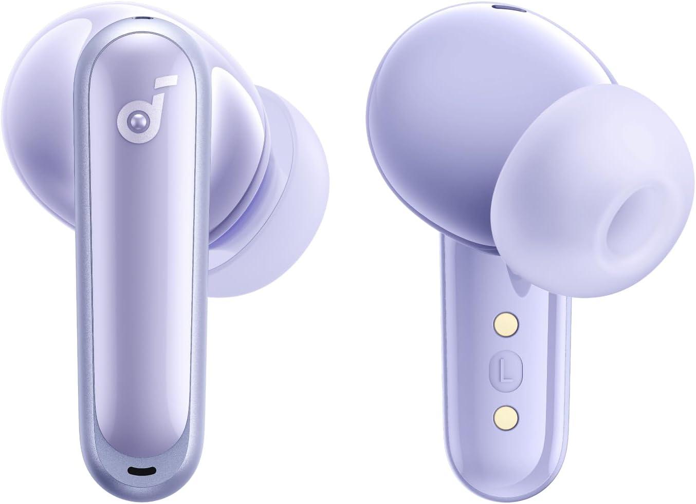 imageSoundcore P40i by Anker Noise Cancelling Wireless Earbuds Adaptive Noise Cancelling to Environments Heavy Bass 60H Playtime 2in1 Case and Phone Stand IPX5 Wireless Charging Bluetooth 53Purple