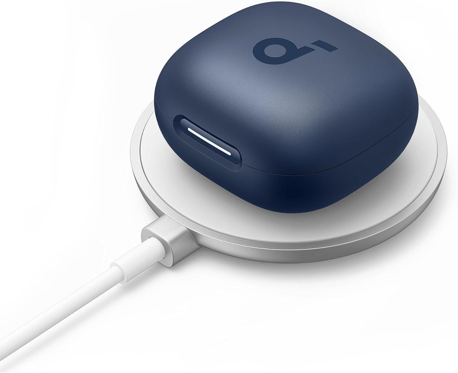 imageSoundcore P40i by Anker Noise Cancelling Wireless Earbuds Adaptive Noise Cancelling to Environments Heavy Bass 60H Playtime 2in1 Case and Phone Stand IPX5 Wireless Charging Bluetooth 53Navy Blue