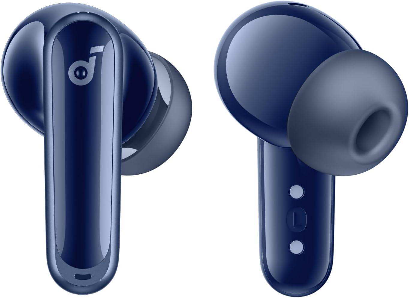 imageSoundcore P40i by Anker Noise Cancelling Wireless Earbuds Adaptive Noise Cancelling to Environments Heavy Bass 60H Playtime 2in1 Case and Phone Stand IPX5 Wireless Charging Bluetooth 53Navy Blue