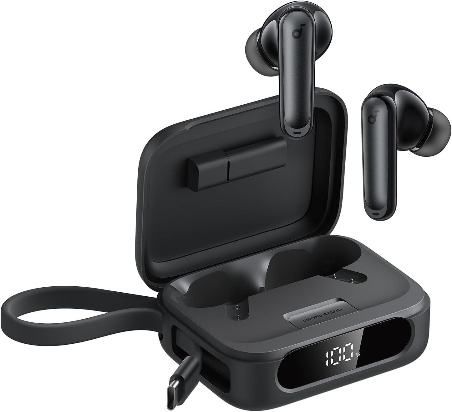 imageSoundcore P41i by Anker Adaptive Noise Cancelling Earbuds with Portable Phone Charger Only for USBC Charging 12H Playtime 192H with Case 6Mic AI Clear Calls IPX5 Wireless Bluetooth EarbudsBlack