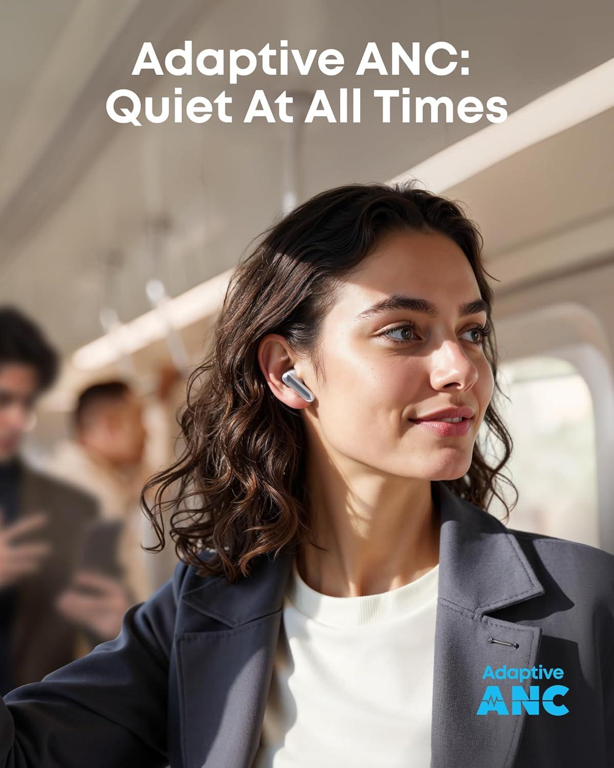 imageSoundcore P41i by Anker Adaptive Noise Cancelling Earbuds with Portable Phone Charger Only for USBC Charging 12H Playtime 192H with Case 6Mic AI Clear Calls IPX5 Wireless Bluetooth EarbudsWhite