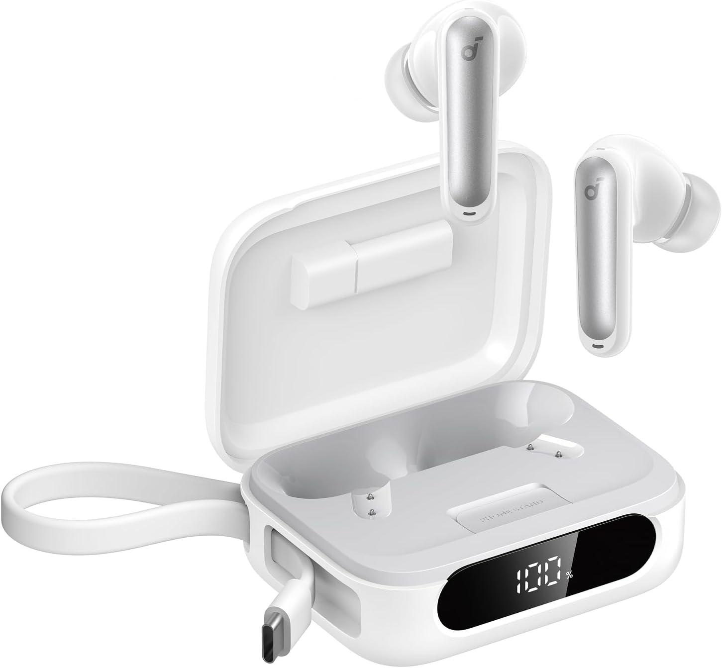 imageSoundcore P41i by Anker Adaptive Noise Cancelling Earbuds with Portable Phone Charger Only for USBC Charging 12H Playtime 192H with Case 6Mic AI Clear Calls IPX5 Wireless Bluetooth EarbudsWhite