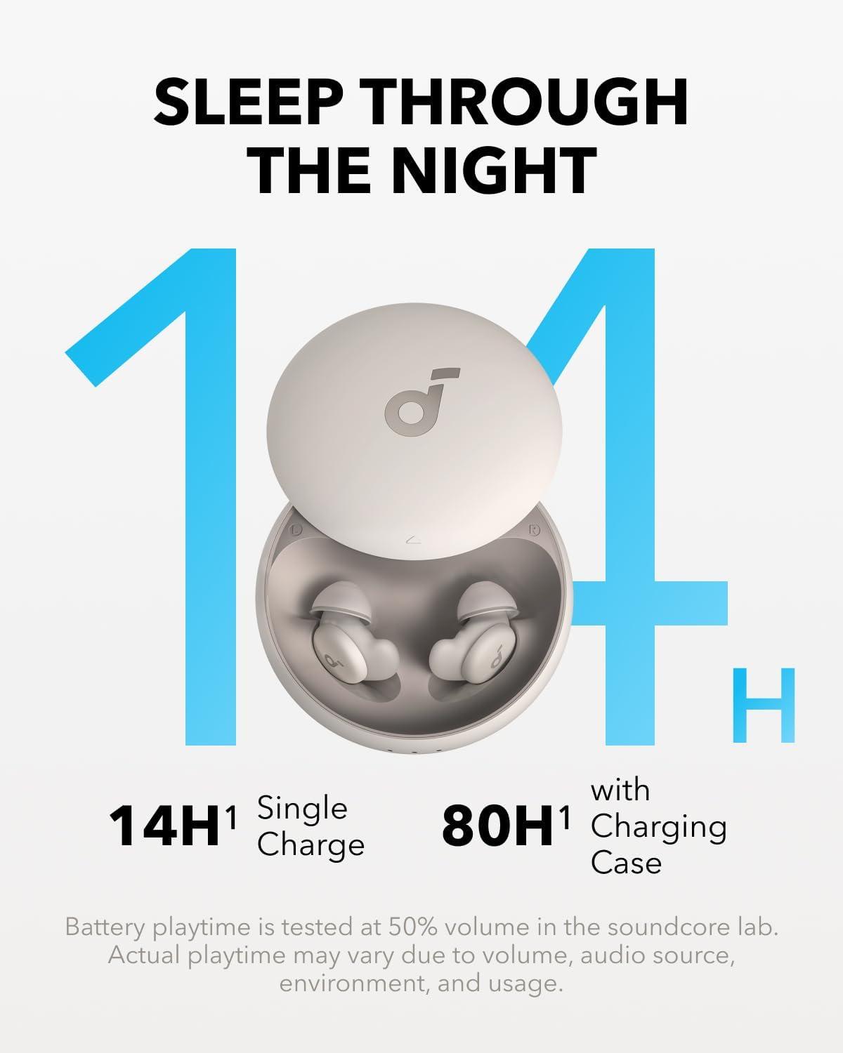 imageSoundcore Sleep A20 by Anker Sleep Earbuds 30dB HighFrequency Noise Reduction Small Earplugs for Side Sleepers 80H Playtime Stream Content via Bluetooth 53 Sleep Monitor Personal Alarm