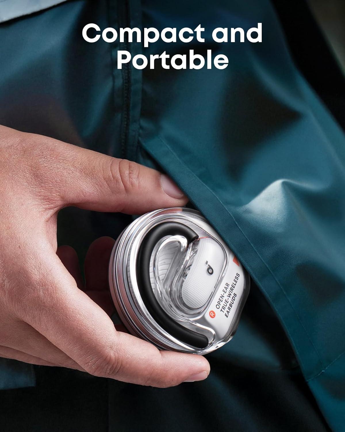 imageSoundcore V40i by Anker OpenEar Headphones Clear Design Lidless Case 4 Adjustable Positions for Every Ear Size Richer Bass IP55 21H Playtime AI Clear Calls Bluetooth 54 App ControlWhite