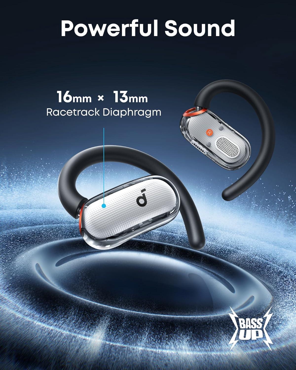 imageSoundcore V40i by Anker OpenEar Headphones Clear Design Lidless Case 4 Adjustable Positions for Every Ear Size Richer Bass IP55 21H Playtime AI Clear Calls Bluetooth 54 App ControlWhite