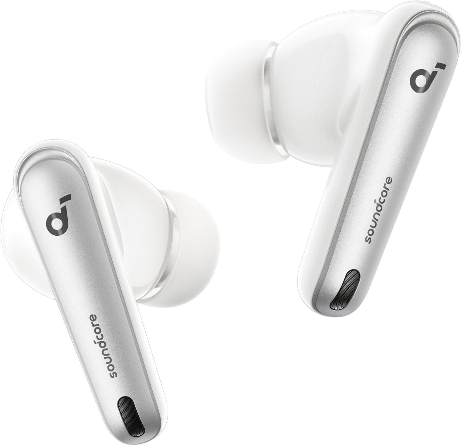 imageSoundcore by Anker Liberty 4 NC Wireless Earbuds 985 Noise Reduction Adaptive Noise Cancelling to Ears and Environment HiRes Sound 50H Battery Wireless Charging Bluetooth 53Clear White