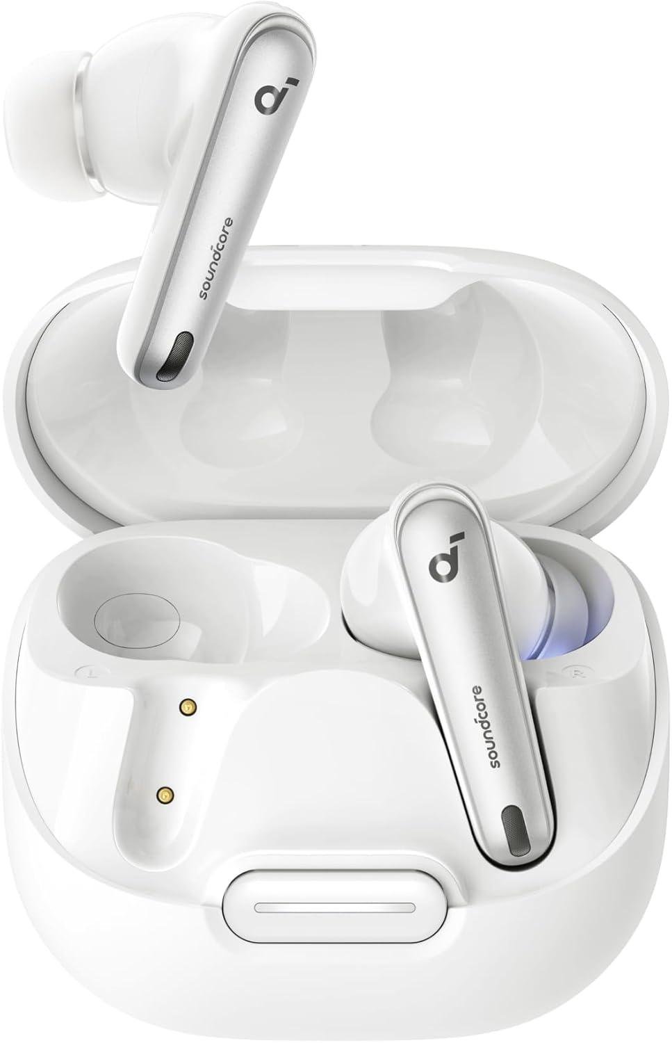 imageSoundcore by Anker Liberty 4 NC Wireless Earbuds 985 Noise Reduction Adaptive Noise Cancelling to Ears and Environment HiRes Sound 50H Battery Wireless Charging Bluetooth 53Clear White