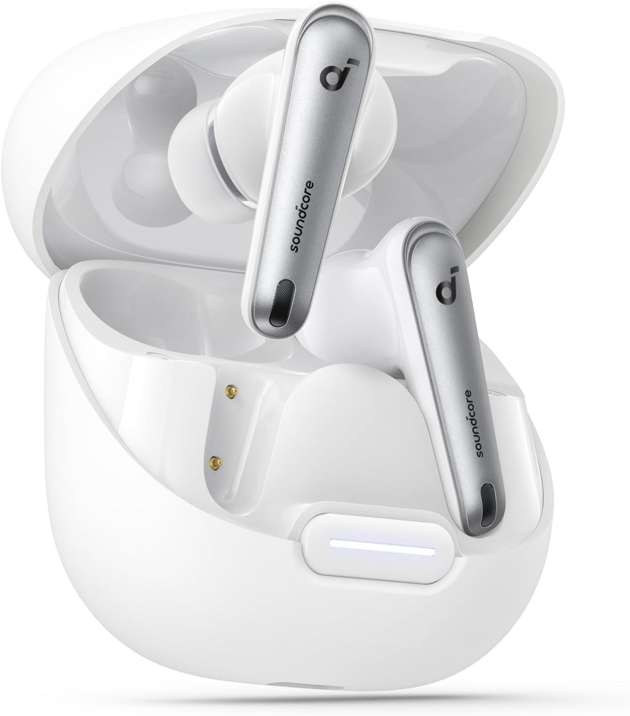 imageSoundcore by Anker Liberty 4 NC Wireless Earbuds 985 Noise Reduction Adaptive Noise Cancelling to Ears and Environment HiRes Sound 50H Battery Wireless Charging Bluetooth 53Clear White