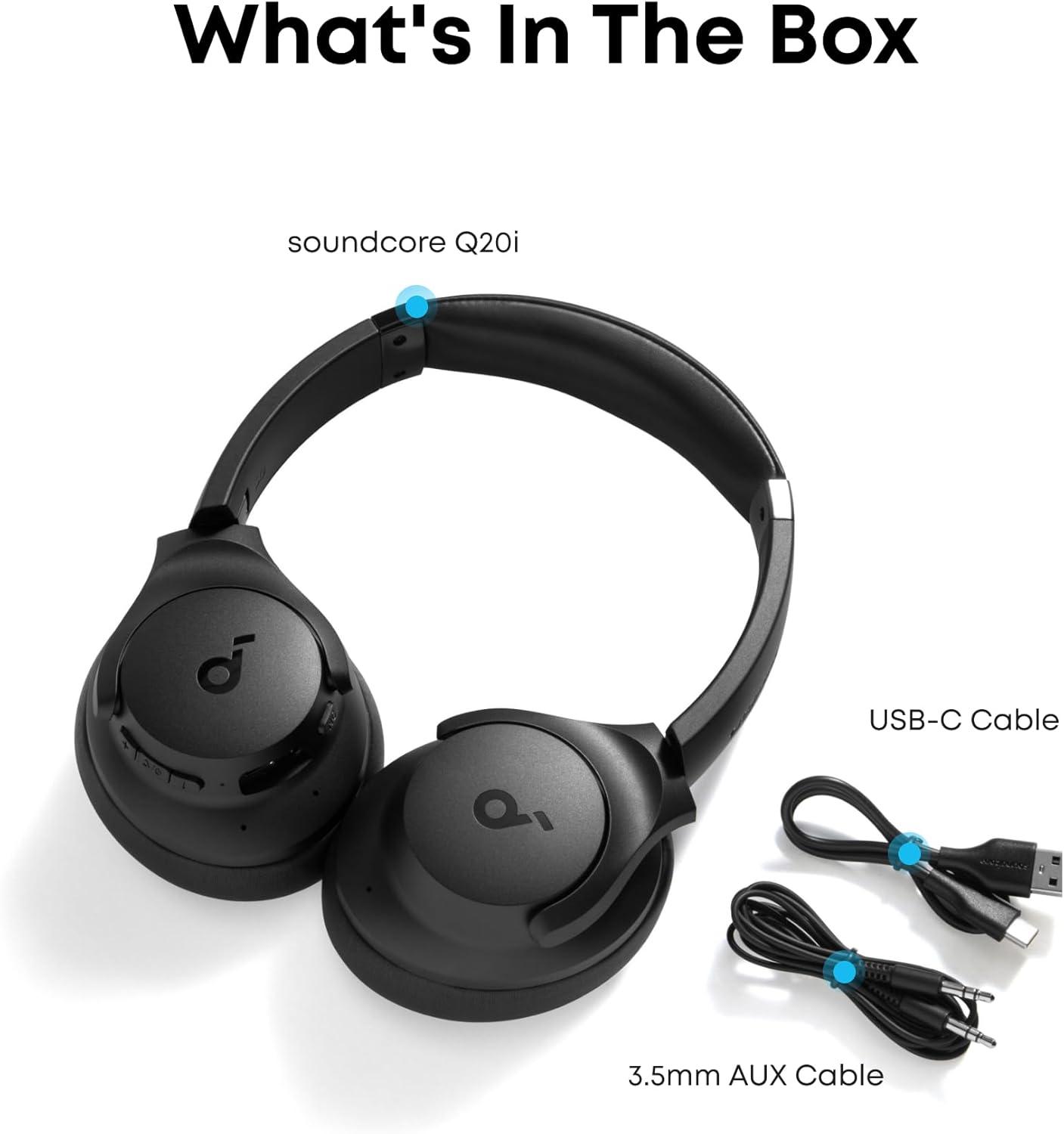 imageSoundcore by Anker Q20i Hybrid Active Noise Cancelling Headphones Wireless OverEar Bluetooth 40H Long ANC Playtime HiRes Audio Big Bass Customize via an App Transparency Mode WhiteBlack