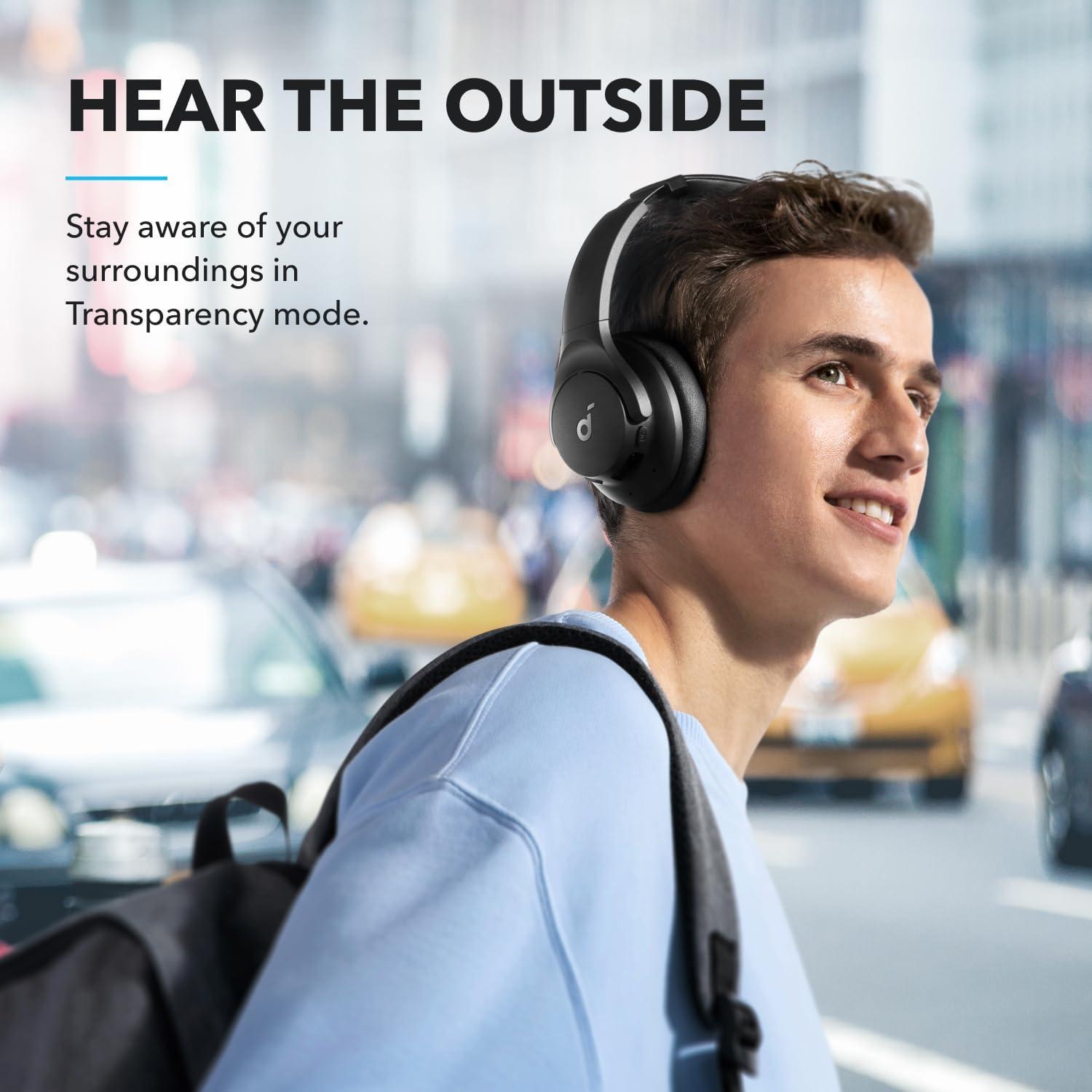 imageSoundcore by Anker Q20i Hybrid Active Noise Cancelling Headphones Wireless OverEar Bluetooth 40H Long ANC Playtime HiRes Audio Big Bass Customize via an App Transparency Mode WhiteBlack