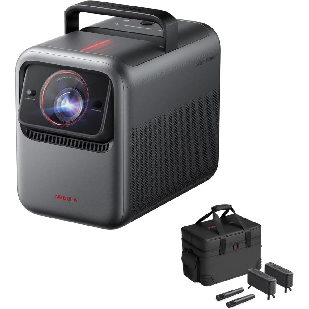 imageNEBULA X1 Triple Laser 4K Projector Nebulamaster 3500 ANSI Lumens 560001 Contrast 40W Stereo Sound 0915 Optical Zoom Smart AI Dolby Vision 300quot Screen BuiltIn Micro Gimbal GTV PortableX1SpeakerMic Bag