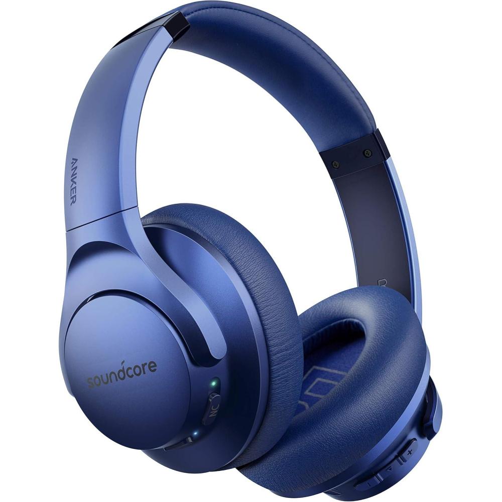 imageSoundcore Anker Life Q20 Hybrid Active Noise Cancelling Headphones Wireless Over Ear Bluetooth Headphones 60H Playtime HiRes Audio Deep Bass Foam Ear Cups Travel Office USBC ChargingBlue