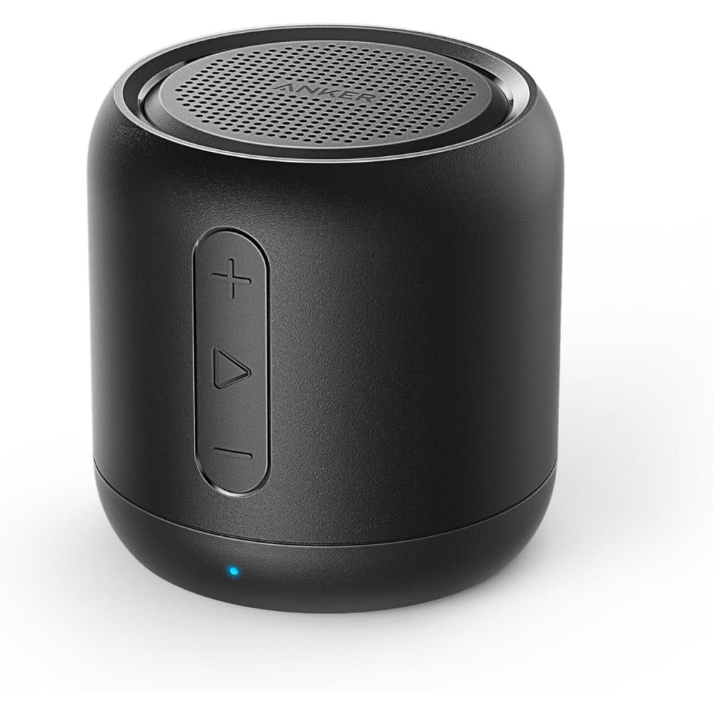 imageSoundcore Anker Mini SuperPortable Bluetooth Speaker with FM Radio 15Hour Playtime 66 ft Bluetooth Range Enhanced Bass NoiseCancelling Microphone for Leisure and Work Useblack