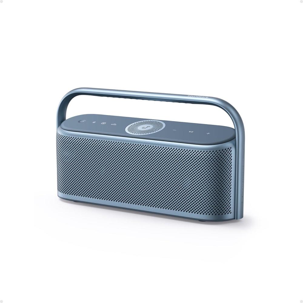 imageSoundcore Motion X600 Portable Bluetooth Speaker HiRes Spatial Audio with Wireless 50W Sound IPX7 Waterproof Pro EQ AUXin Portable Speaker for Home Office Backyard and Bathroom UseBlue Lunar Blue