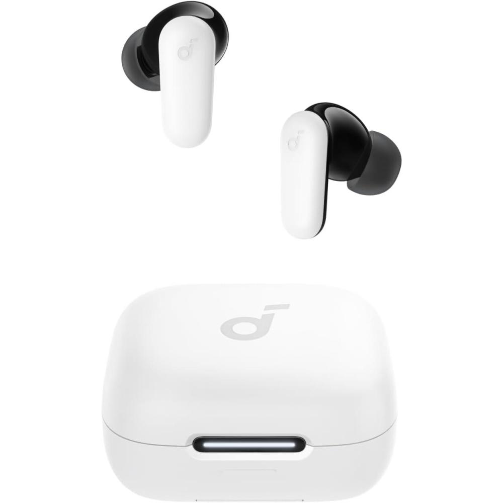 imageSoundcore P30i by Anker Noise Cancelling Earbuds Strong and Smart Noise Cancelling Powerful Bass 45H Playtime 2in1 Case and Phone Stand IP54 Wireless Earbuds Bluetooth 54 BlackWhite