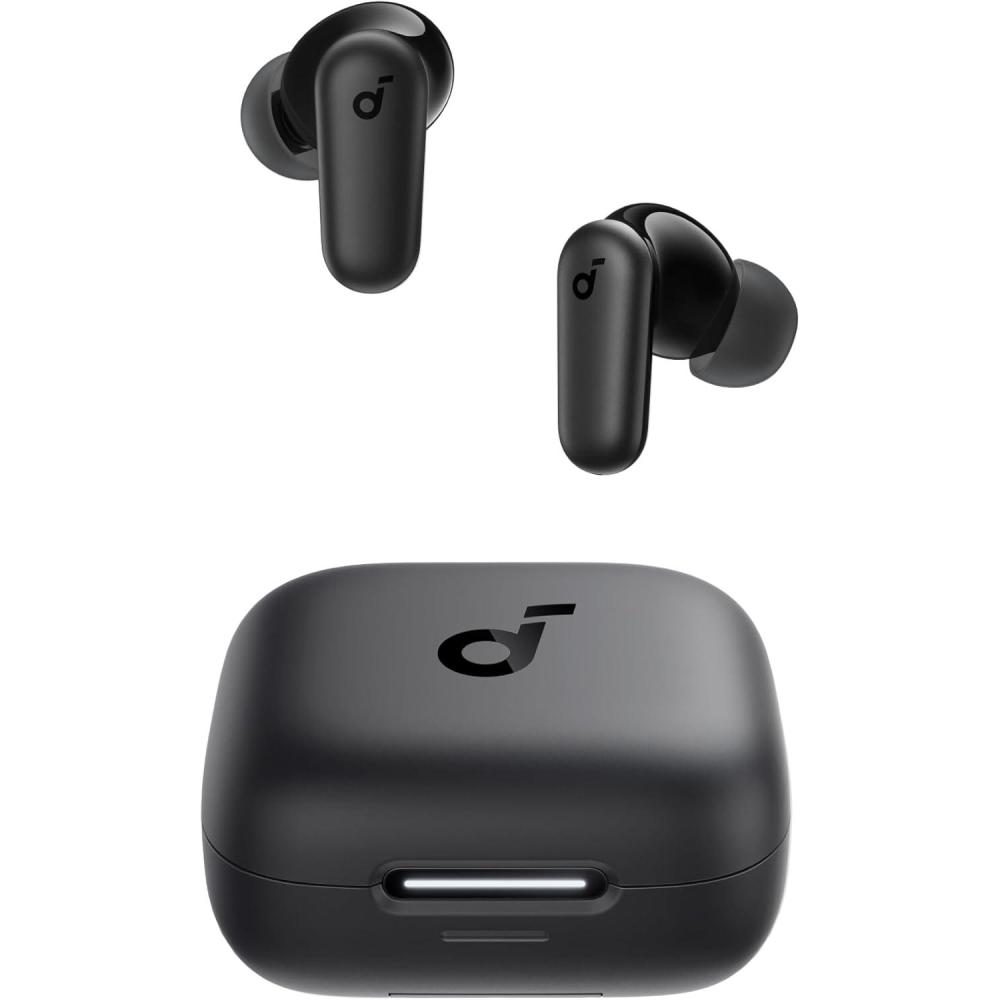imageSoundcore P30i by Anker Noise Cancelling Earbuds Strong and Smart Noise Cancelling Powerful Bass 45H Playtime 2in1 Case and Phone Stand IP54 Wireless Earbuds Bluetooth 54 BlackBlack