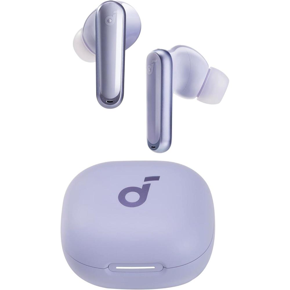 imageSoundcore P40i by Anker Noise Cancelling Wireless Earbuds Adaptive Noise Cancelling to Environments Heavy Bass 60H Playtime 2in1 Case and Phone Stand IPX5 Wireless Charging Bluetooth 53Purple