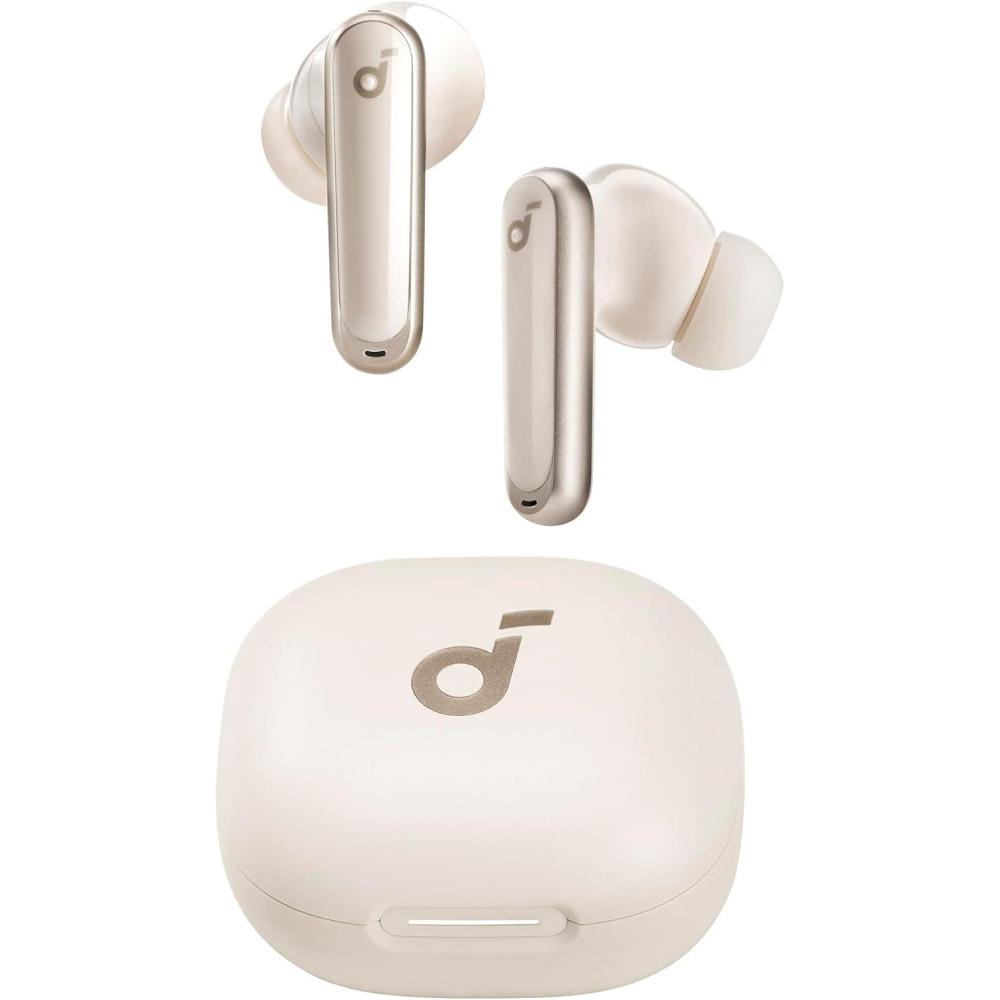 imageSoundcore P40i by Anker Noise Cancelling Wireless Earbuds Adaptive Noise Cancelling to Environments Heavy Bass 60H Playtime 2in1 Case and Phone Stand IPX5 Wireless Charging Bluetooth 53Oat White
