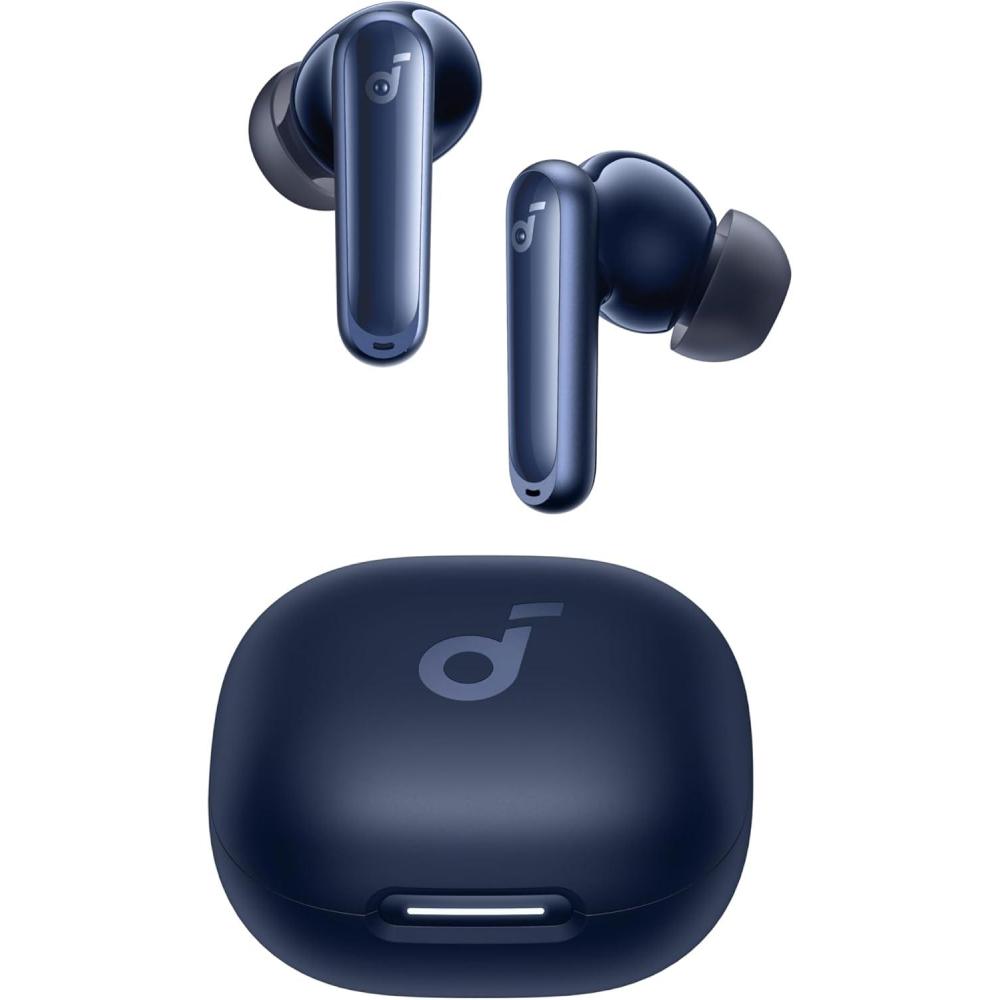 imageSoundcore P40i by Anker Noise Cancelling Wireless Earbuds Adaptive Noise Cancelling to Environments Heavy Bass 60H Playtime 2in1 Case and Phone Stand IPX5 Wireless Charging Bluetooth 53Navy Blue