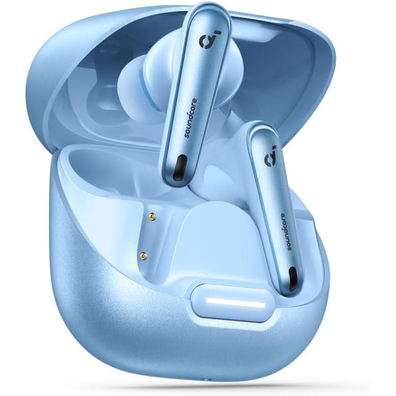 imageSoundcore by Anker Liberty 4 NC Wireless Earbuds 985 Noise Reduction Adaptive Noise Cancelling to Ears and Environment HiRes Sound 50H Battery Wireless Charging Bluetooth 53Light Blue