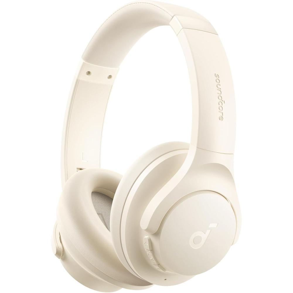 imageSoundcore by Anker Q20i Hybrid Active Noise Cancelling Headphones Wireless OverEar Bluetooth 40H Long ANC Playtime HiRes Audio Big Bass Customize via an App Transparency Mode WhiteAlmond White
