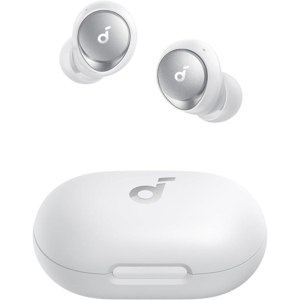 imagesoundcore by Anker Space A40 AutoAdjustable Active Noise Cancelling Wireless Earbuds Reduce Noise by Up to 98 50H Playtime HiRes Sound Comfortable Fit App Customization Wireless Charge BlueWhite