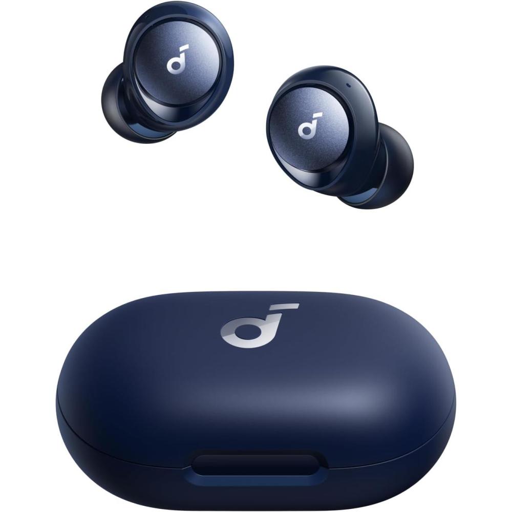 imagesoundcore by Anker Space A40 AutoAdjustable Active Noise Cancelling Wireless Earbuds Reduce Noise by Up to 98 50H Playtime HiRes Sound Comfortable Fit App Customization Wireless Charge BlueBlue
