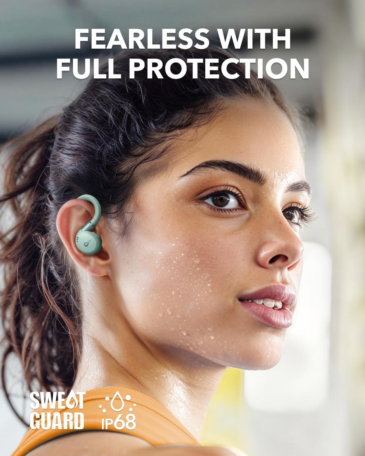 imagesoundcore Sport X20 by Anker TrueWireless Workout Earbuds Rotatable and Extendable Ear Hooks Noise Cancelling Deep Bass IP68 Waterproof Sweatproof Dustproof 48H Play Sport Earbuds for GymGreen