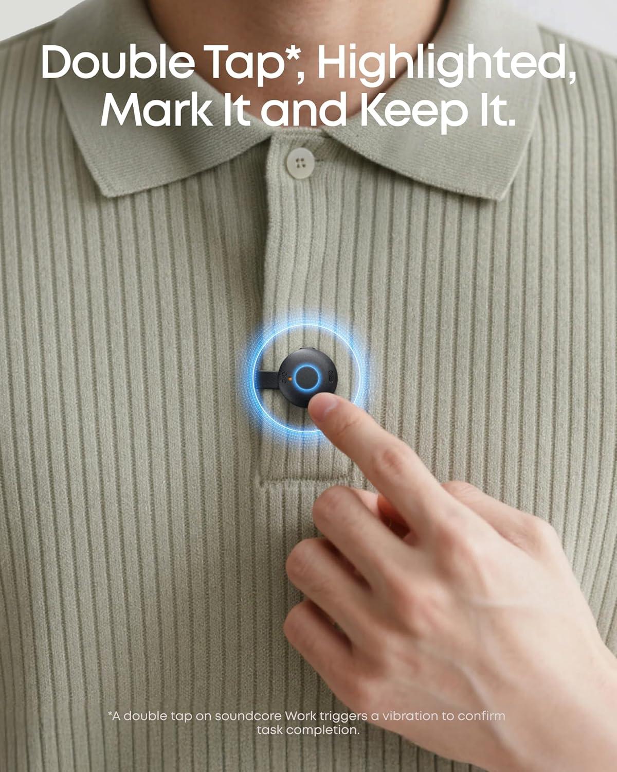 imagesoundcore Work by Anker Portable AI Voice Recorder AI Transcription ampamp Summarization 6Month Pro at No Charge CrossMeeting Summary DoubleTap to Mark MFi Certified Privacy ProtectionBlackBlack