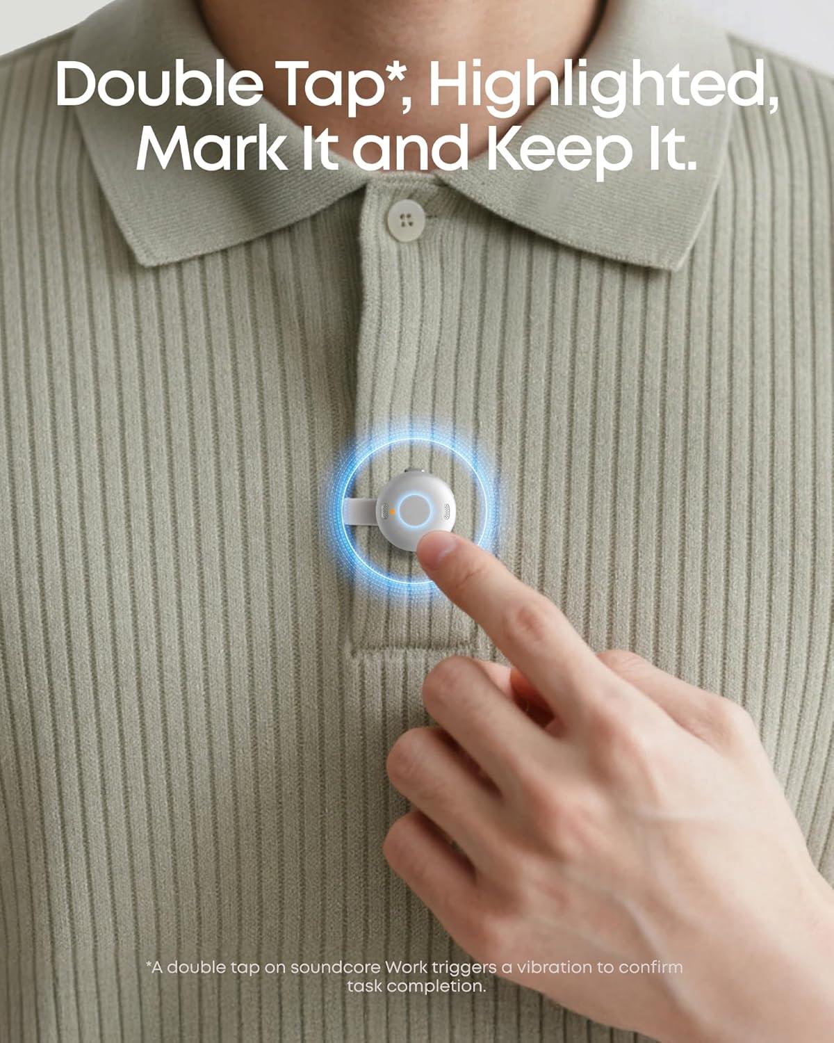 imagesoundcore Work by Anker Portable AI Voice Recorder AI Transcription ampamp Summarization 6Month Pro at No Charge CrossMeeting Summary DoubleTap to Mark MFi Certified Privacy ProtectionBlackWhite