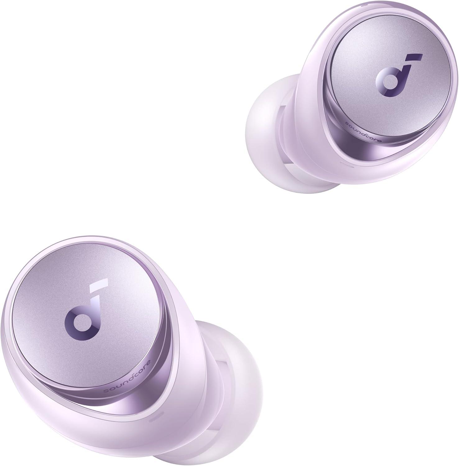 imagesoundcore by Anker Space A40 AutoAdjustable Active Noise Cancelling Wireless Earbuds Reduce Noise by Up to 98 50H Playtime HiRes Sound Comfortable Fit App Customization Wireless Charge BluePurple