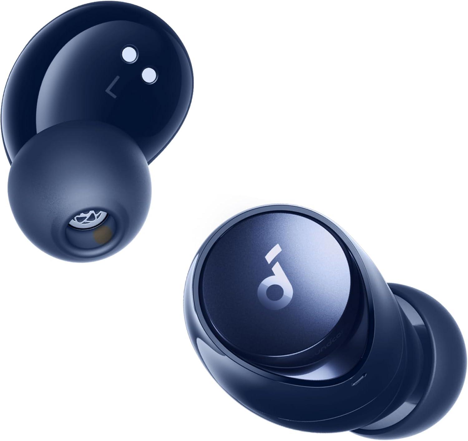 imagesoundcore by Anker Space A40 AutoAdjustable Active Noise Cancelling Wireless Earbuds Reduce Noise by Up to 98 50H Playtime HiRes Sound Comfortable Fit App Customization Wireless Charge BlueBlue