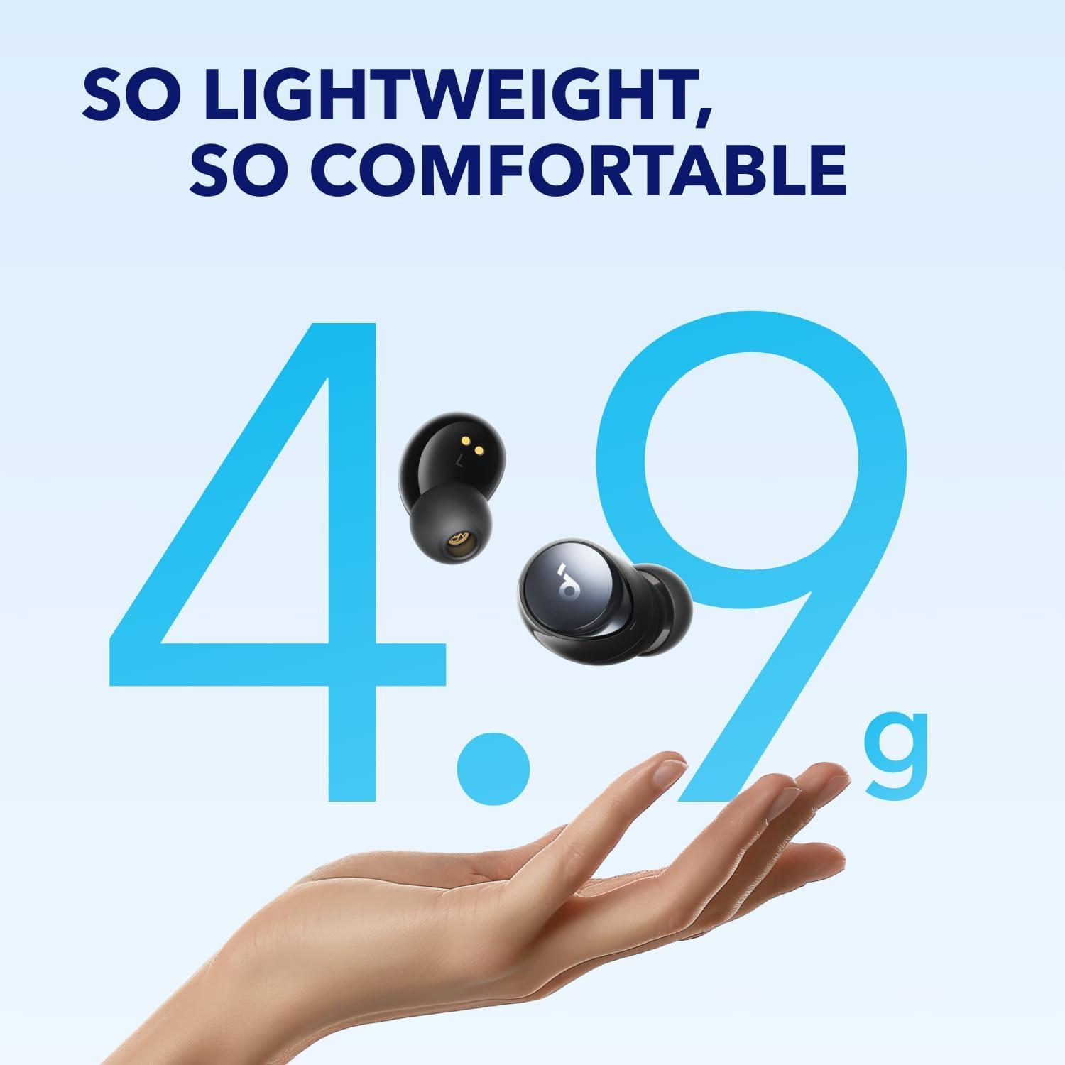 imagesoundcore by Anker Space A40 AutoAdjustable Active Noise Cancelling Wireless Earbuds Reduce Noise by Up to 98 50H Playtime HiRes Sound Comfortable Fit App Customization Wireless Charge BlueBlack