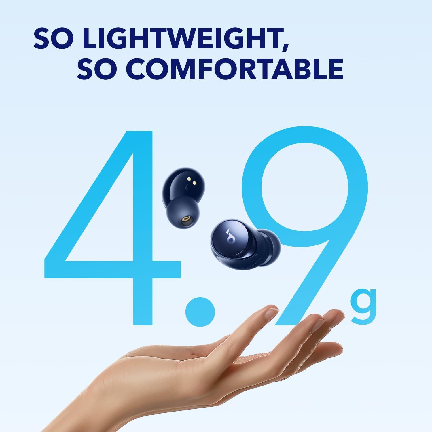 imagesoundcore by Anker Space A40 AutoAdjustable Active Noise Cancelling Wireless Earbuds Reduce Noise by Up to 98 50H Playtime HiRes Sound Comfortable Fit App Customization Wireless Charge BlueBlue