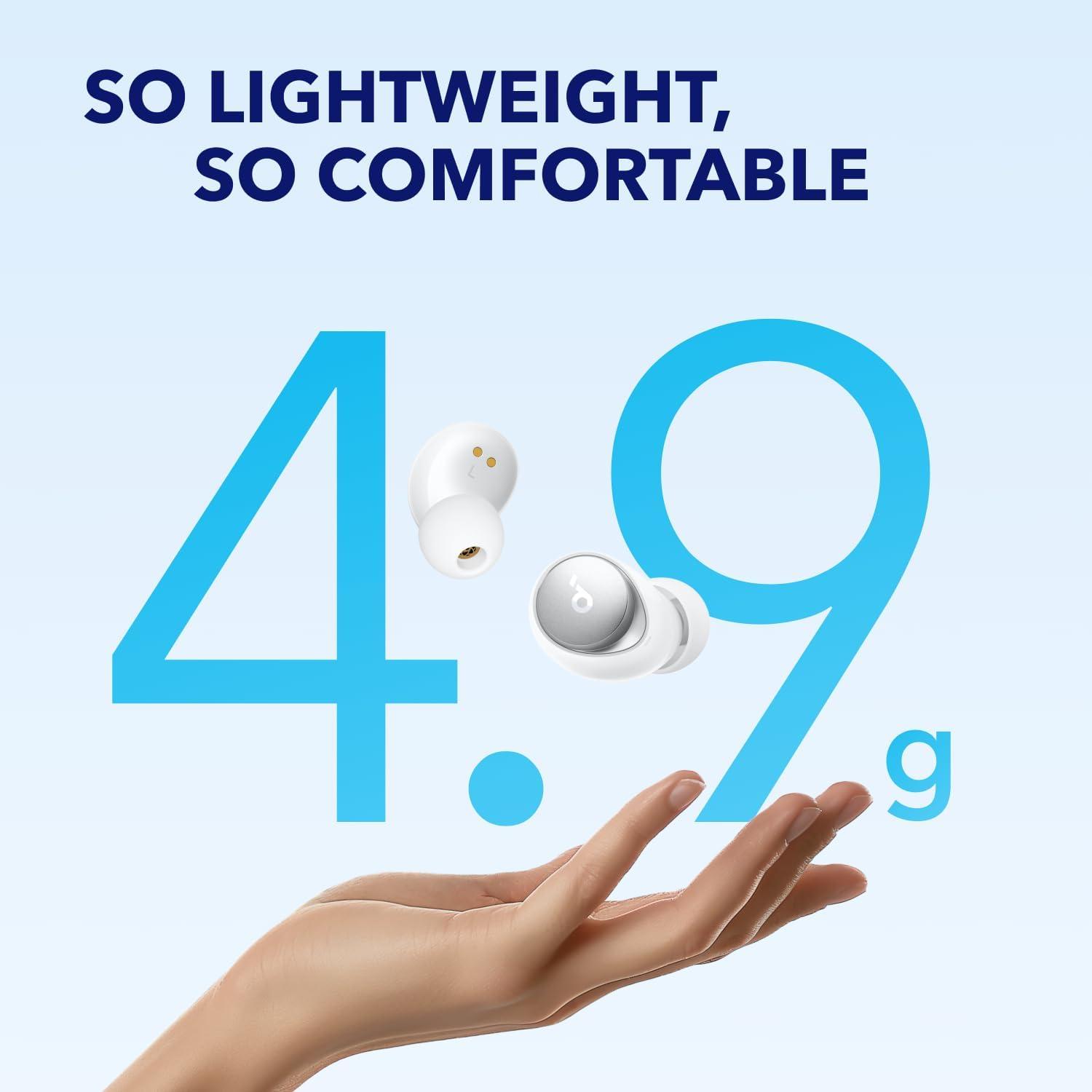 imagesoundcore by Anker Space A40 AutoAdjustable Active Noise Cancelling Wireless Earbuds Reduce Noise by Up to 98 50H Playtime HiRes Sound Comfortable Fit App Customization Wireless Charge BlueWhite