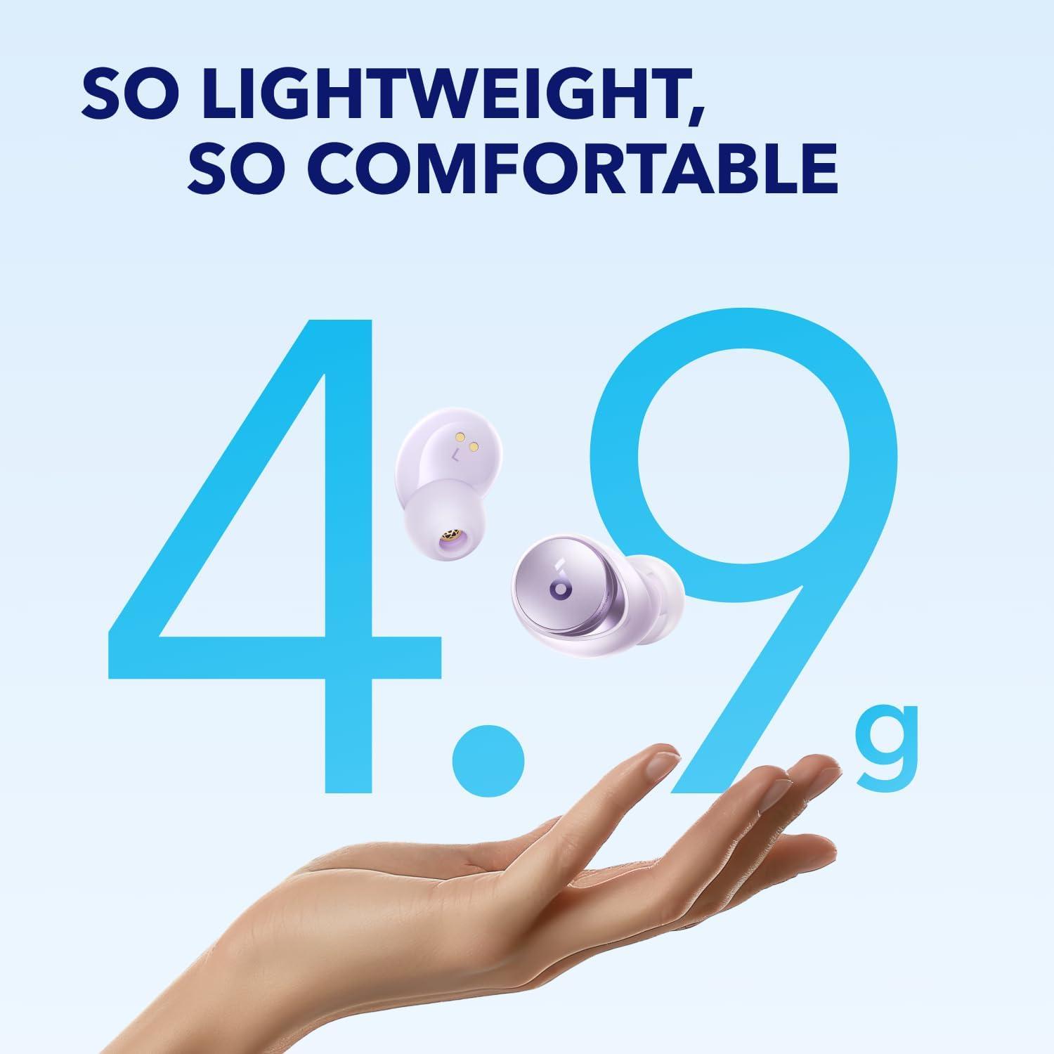 imagesoundcore by Anker Space A40 AutoAdjustable Active Noise Cancelling Wireless Earbuds Reduce Noise by Up to 98 50H Playtime HiRes Sound Comfortable Fit App Customization Wireless Charge BluePurple