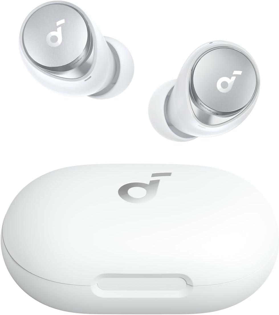 imagesoundcore by Anker Space A40 AutoAdjustable Active Noise Cancelling Wireless Earbuds Reduce Noise by Up to 98 50H Playtime HiRes Sound Comfortable Fit App Customization Wireless Charge BlueWhite