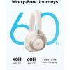 Soundcore Space One Pro, FlexiCurve Over-Ear Headphone, Adaptive Active Noise Cancelling Headphones Driven by 6 Mics, 60H Lossless Audio, Ultra-Fast Charging, Hi-Res Wireless, Comfortable Fit(Cream White)