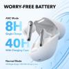 Soundcore by Anker Liberty 4 NC Wireless Earbuds, 98.5% Noise Reduction, Adaptive Noise Cancelling to Ears and Environment, Hi-Res Sound, 50H Battery, Wireless Charging, Bluetooth 5.3(Clear White)