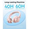 Soundcore by Anker Q20i Hybrid Active Noise Cancelling Headphones, Wireless Over-Ear Bluetooth, 40H Long ANC Playtime, Hi-Res Audio, Big Bass, Customize via an App, Transparency Mode (White)(Pink)