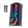 soundcore Rave 3S AI Party Speaker with 2 Wireless Microphones, 200W Sound, AI Vocal Removal, Reverb, Light Show, 12H Playtime, Portable Bluetooth PA System for Home, Party, or Backyard
